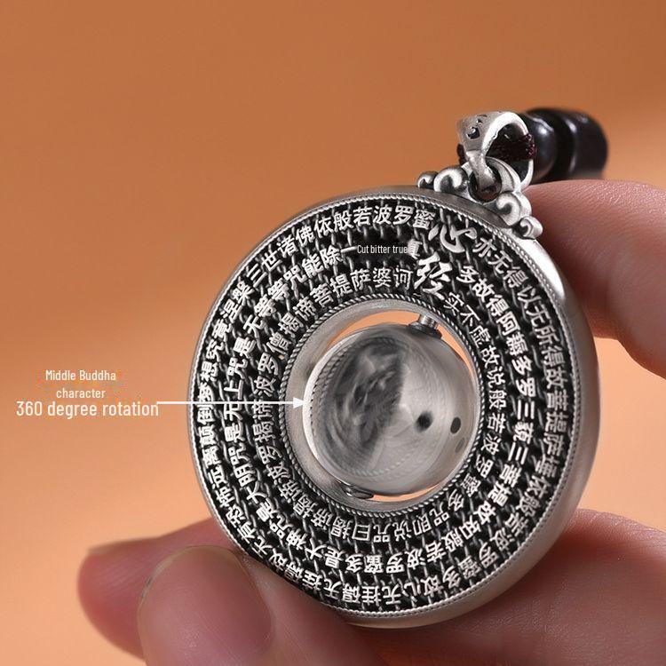 Chiba Thai Silber Drehbarer Lotus Mantra Anhänger - Antiker Stil für Damen und Herren