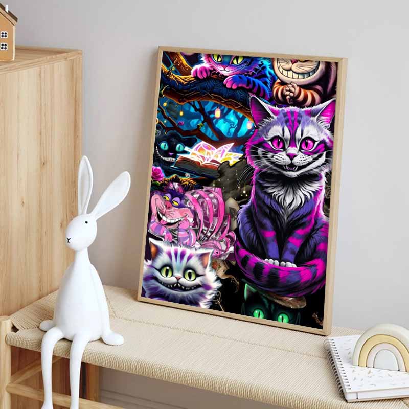 Disney Pittura Diamante Fai da Te 5D Alice nel Paese delle Meraviglie Gatto Soriano Illustrazione di Gruppo Mosaico Ricamato Punto Croce Decorazione Casa Regali Artigianato