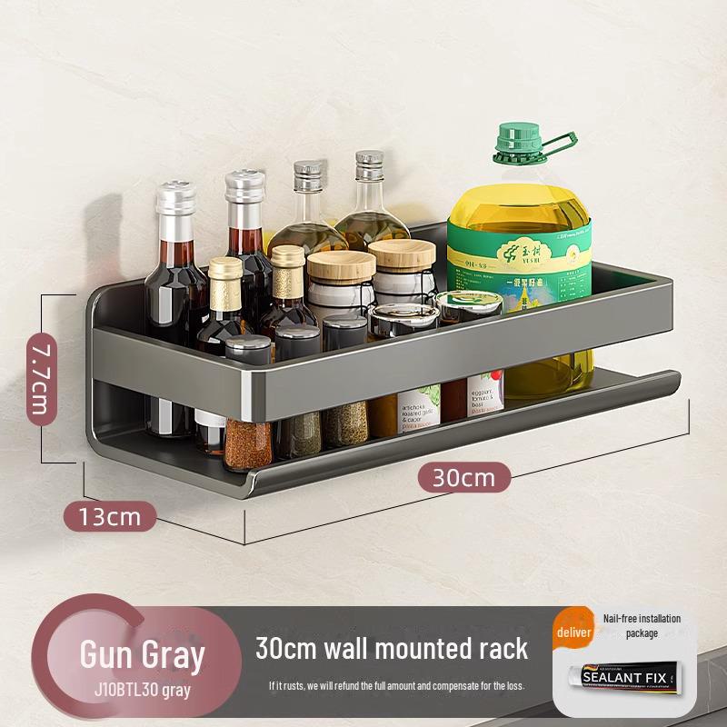 

Настенная полка для специй из нержавеющей стали без перфорации и органайзер для банок с приправами.
