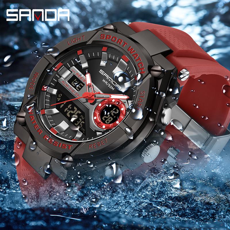 SANDA Neue Herren Sportuhr G Wasserdicht Digital LED Damen Bunt Stoßfest Sport Elektronisch Neue Armbanduhr Uhr Reloj 3123