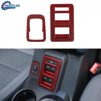 Red Carbon Fiber Window Switch Trim Cover Decor Accessories For Bronco 21+ABS