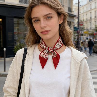 Fashion Luxury Skinny Silk Scarf Women, Bag Scarf Neckerchief Headband