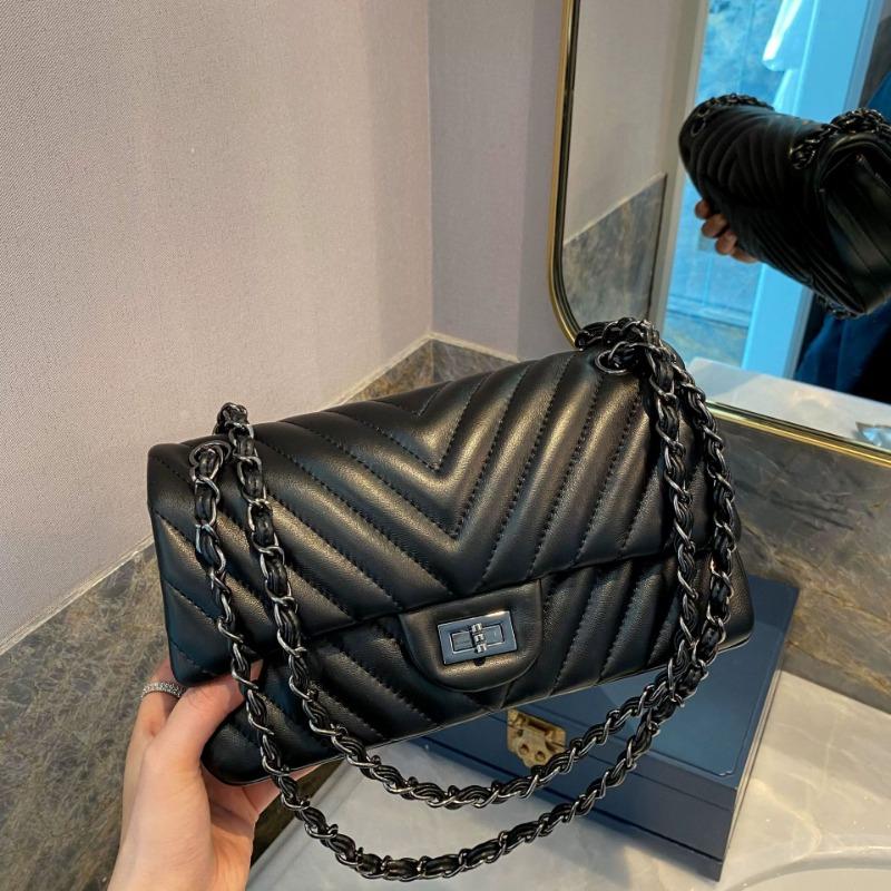Nuova borsa piccola quadrata in pelle, versatile borsa a catena a rombi V-grid, pendolarismo e uscite di grande capacità, borsa da donna a spalla a tracolla