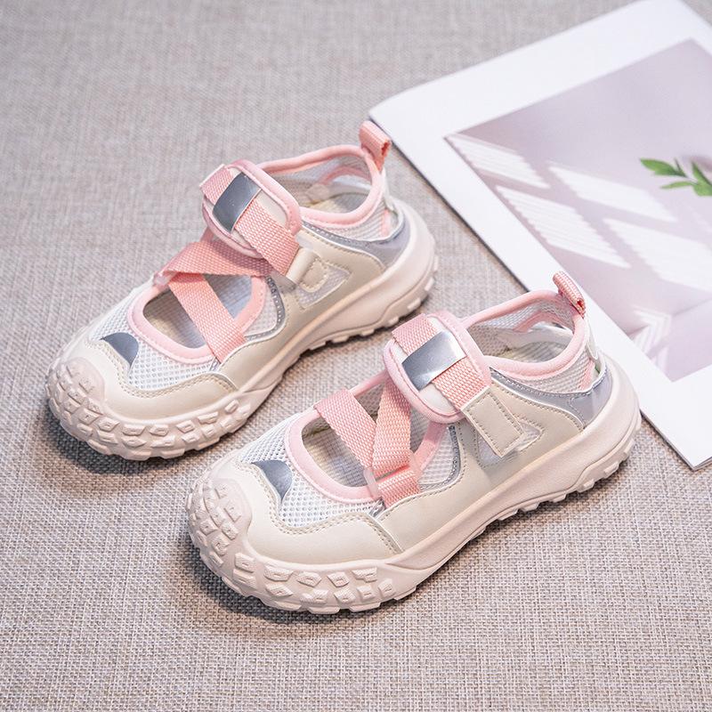 Girls Sports Sandals 2025 New Children's Shoes Summer Baby Bag Head Summer Shoes Girls Net Shoes Breathable Soft Sole
