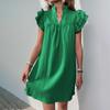Summer Explosion Loose Straight Skirt Explosive Casual Vacation Stand-up Collar Solid Color Dress