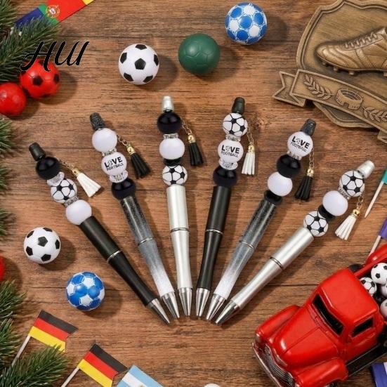 Football Themed Pen Supplies Beaded Ballpoint Kit, with Sports Beads DIY Craft Crafting for Students Creative Writing Stationery, Fans Kids