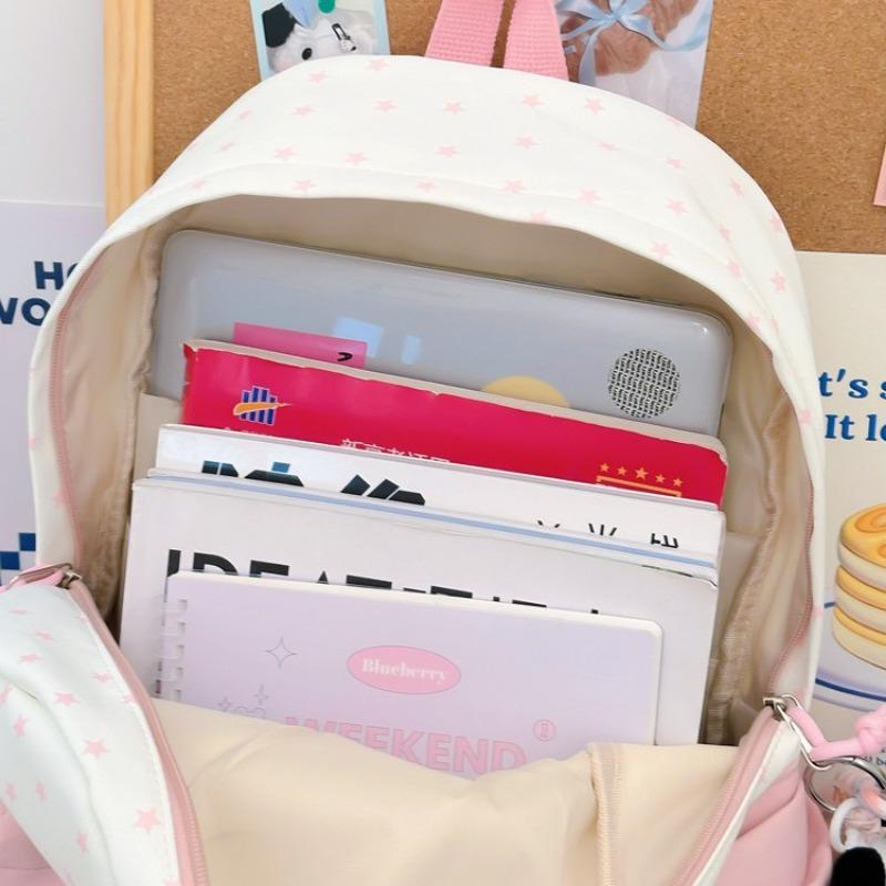 High value, fresh and sweet, contrasting colors, splicing stars, backpack, lightweight backpack for junior high school students