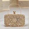 Hollow Out Style Rhinestones Golden Metal Banquet Christmas Gift Dress Purse Clutch Luxury Metal Rhinestones Evening Bags Flap P