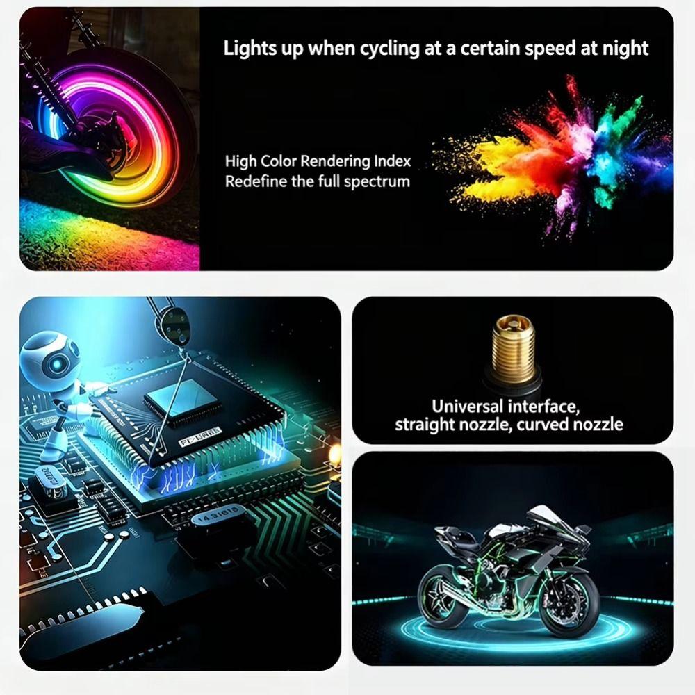 2Pcs Motion Sensor LED Neon Flash Lamp Single/Seven Colors Rim Strobe Warning Lamp Bicycle Tire