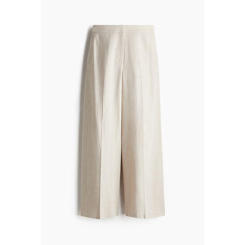 

HM 2025 New Fall Women s Clothing Linen Blend Loose Pants 1259080 Light Beige 170/88(46)