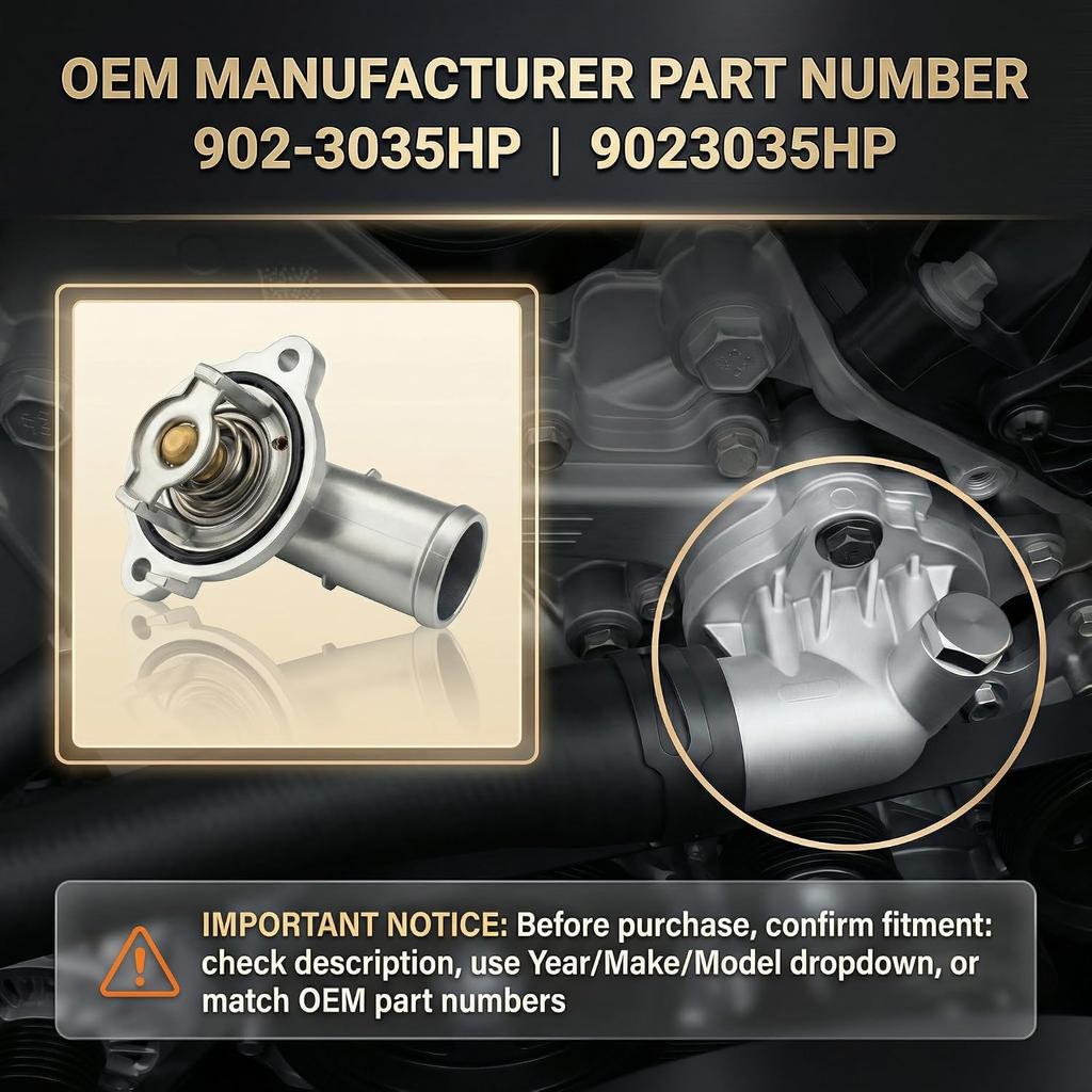 902-3035HP Vylepšená hliníková sestava krytu termostatu, Balení 1 ks | Kompatibilní s Chrysler 300 / Dodge Challenger Charger 2011-2023