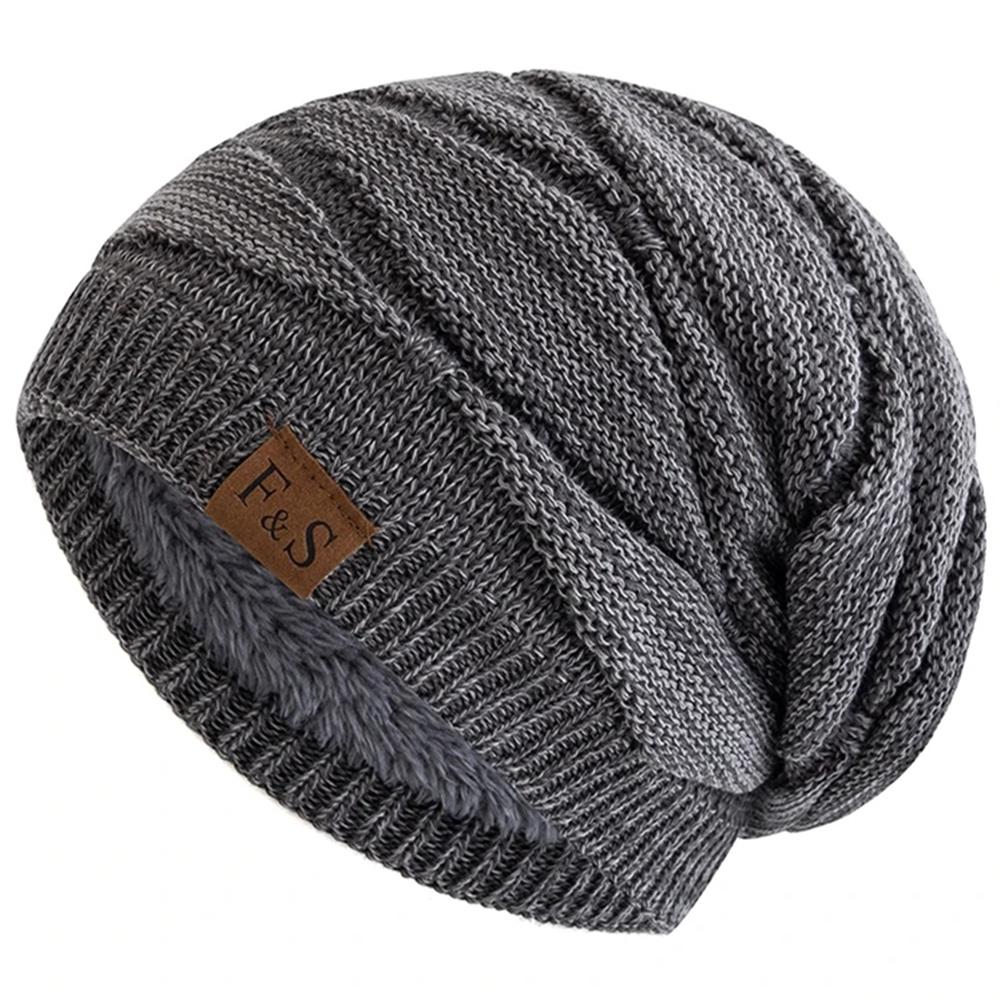 New Unisex Slouchy Winter Hats Plush Fleece Lined Warm Beanie Cap Men Women Casual Decor Mixed Color Winter Ski Knitted Hats