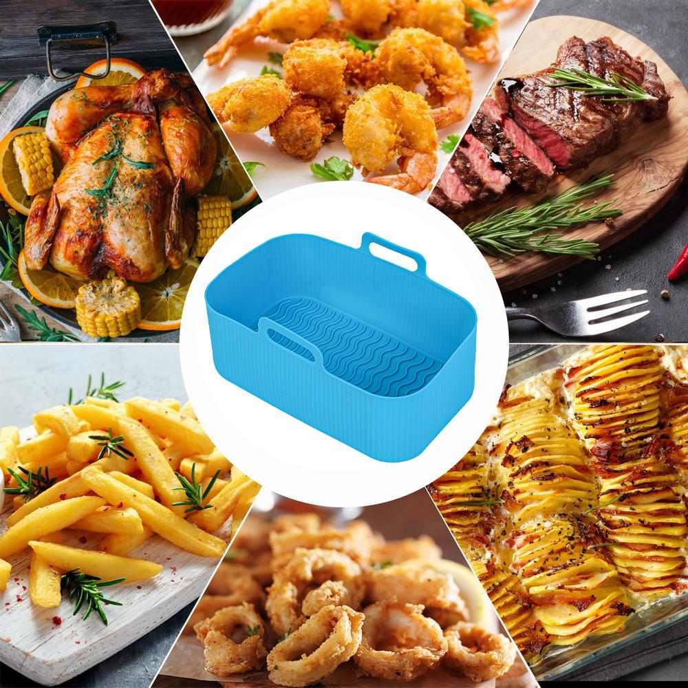1/2PCS Reusable Air Fryer Silicone Tray Dish Dual 2 Basket Baking Pan Oven Pot Plate Liner Dual Air Fryer Accessories For Ninja