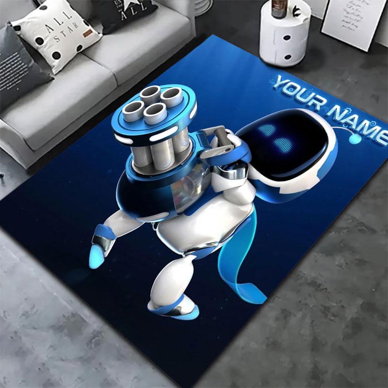 ASTRO BOT Benutzerdefinierter Name Teppich für Wohnzimmer Schlafzimmer Zuhause Sofadekoration, Kinderspiel Rutschfeste Bodenmatte