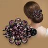 Flower Hair Clip Crystal Rhinestone Fancy Ponytail Barrette Elegant Hair Clip for Women