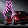 Solar-Powered Wireless Heart-Shaped LED Triangle Light for Car Interior Decoration