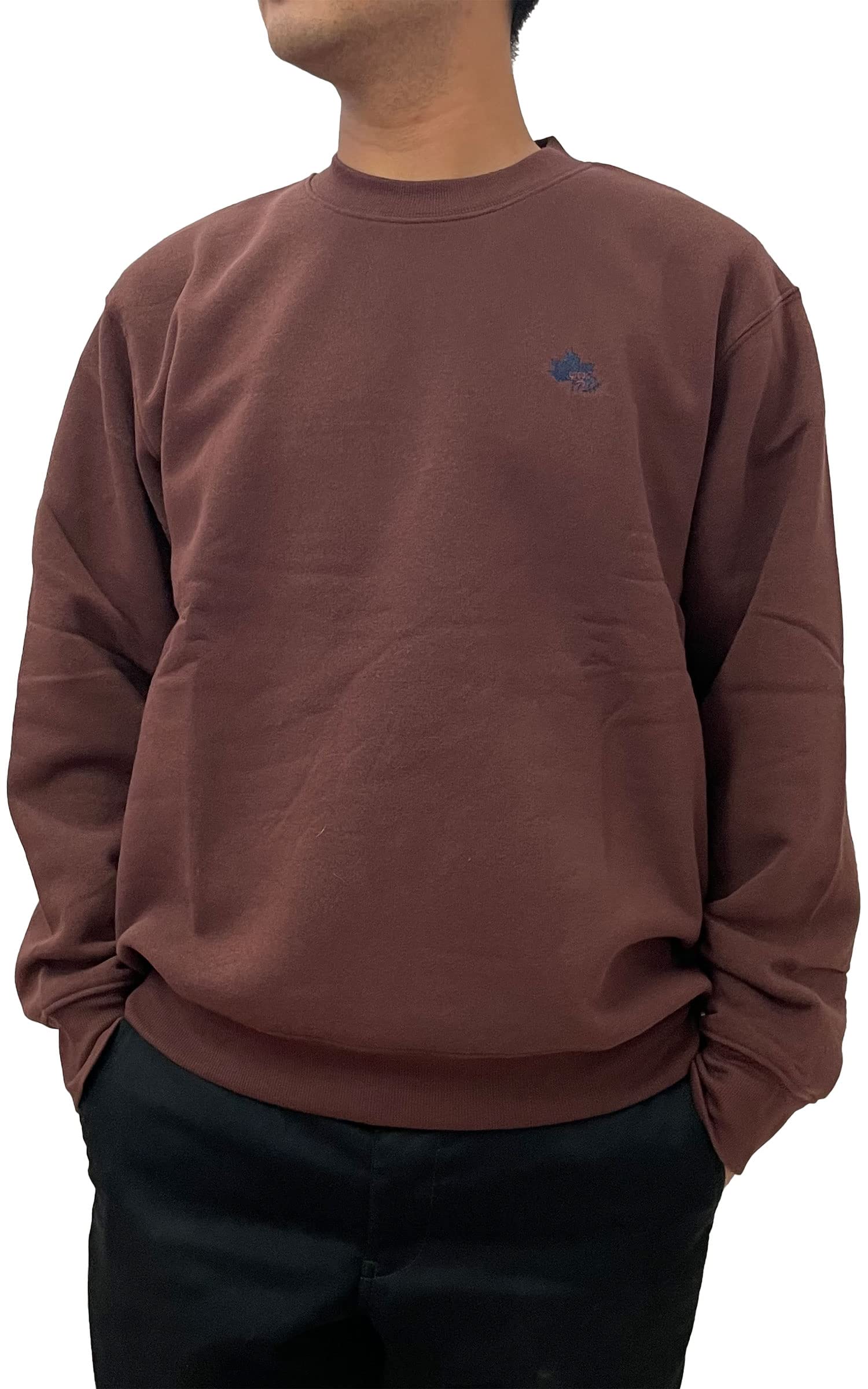 

Logo Spark Men s Fleece-Lined Crew Sweatshirt with Embroidered Trim, Light Brown, Size 3L