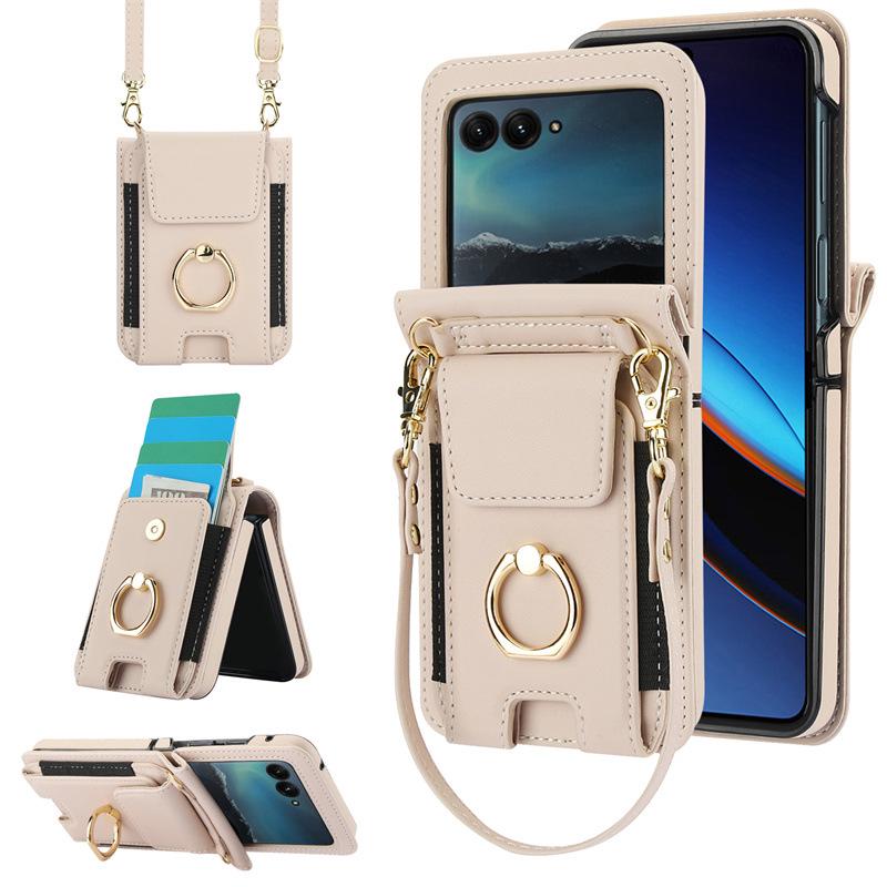 Etui ochronne crossbody Samsung Z Flip7/6/5 z przegródką na karty i składaną podstawką pierścieniową