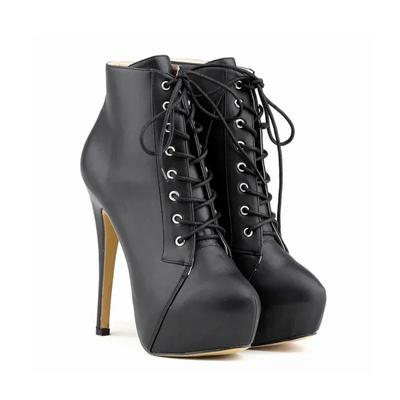 Fashion Women Ankle Boots Stilettos Autumn Winter Round Toe Pole Dance Sexy High Heels Pumps Fashion Zip Lace-Up Female Shoes Large Size