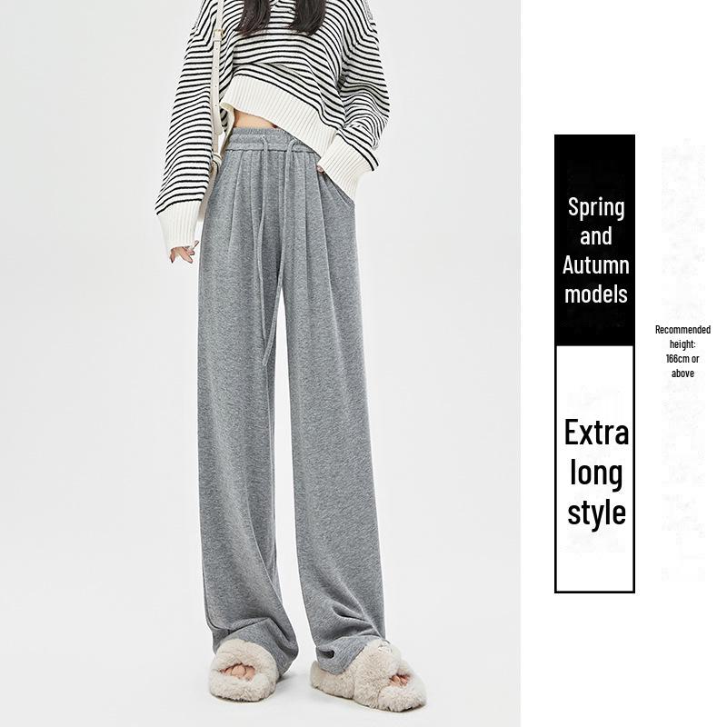 

Серые широкие узкие женские брюки - весна/осень 2025 года, повседневный прямой фасон Large