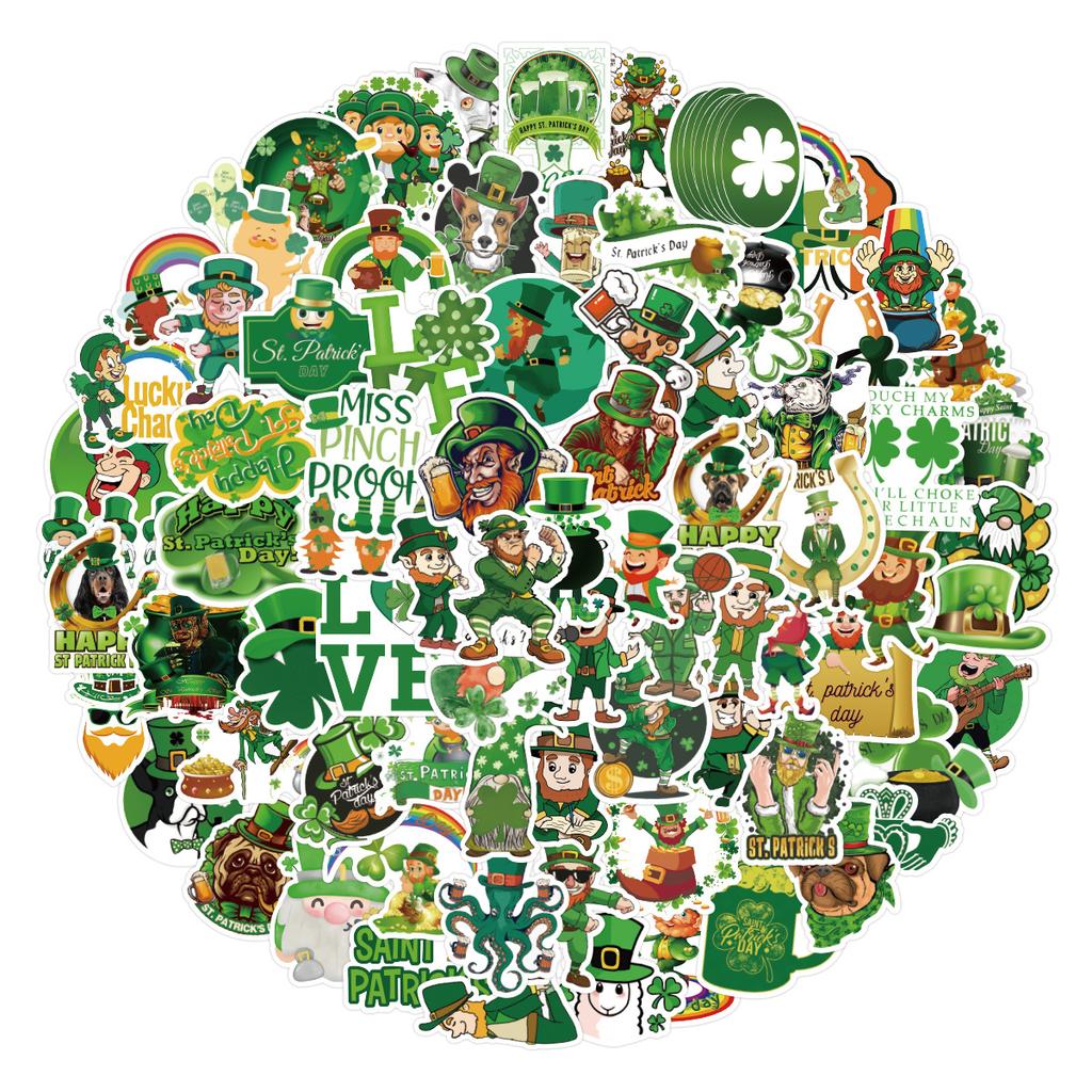 10 30 50 100pcs St. Patrick's Day Cartoon Stickers Creative Funny Cute Stickers Kids Toys Diy Pvc Easter Decal Decor Stickers