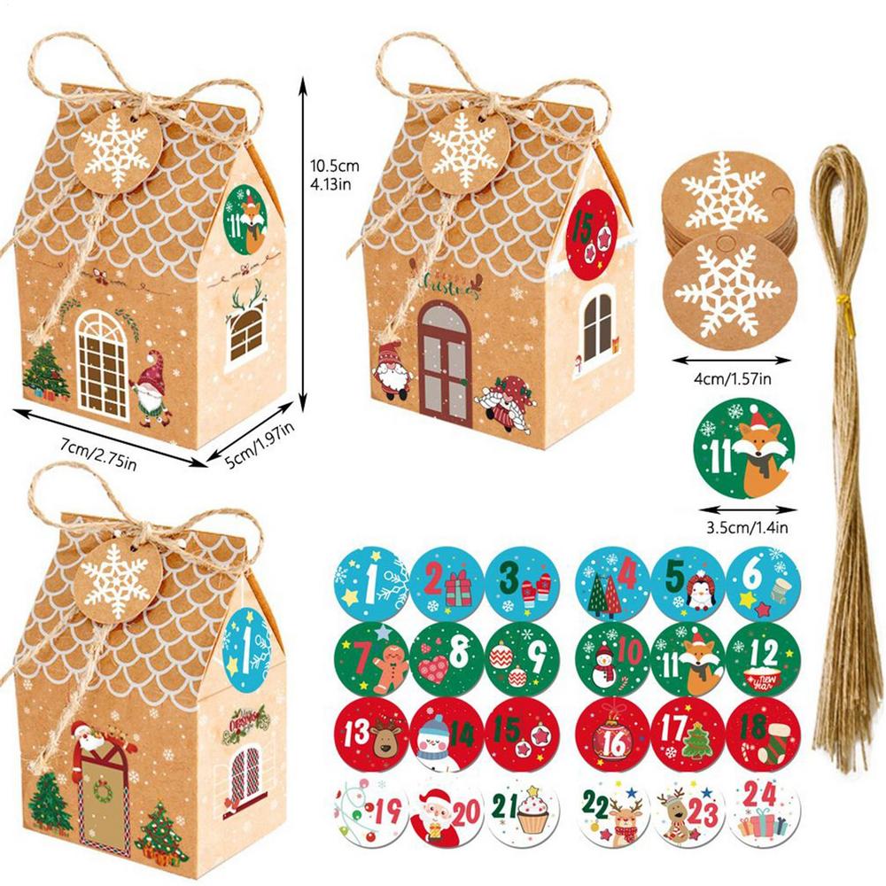 Christmas Treat Boxes 24 Pcs Christmas Gingerbread House Treat Boxes Kraft Paper Candy Box Mini Treat Box for Christmas Party 7913cm