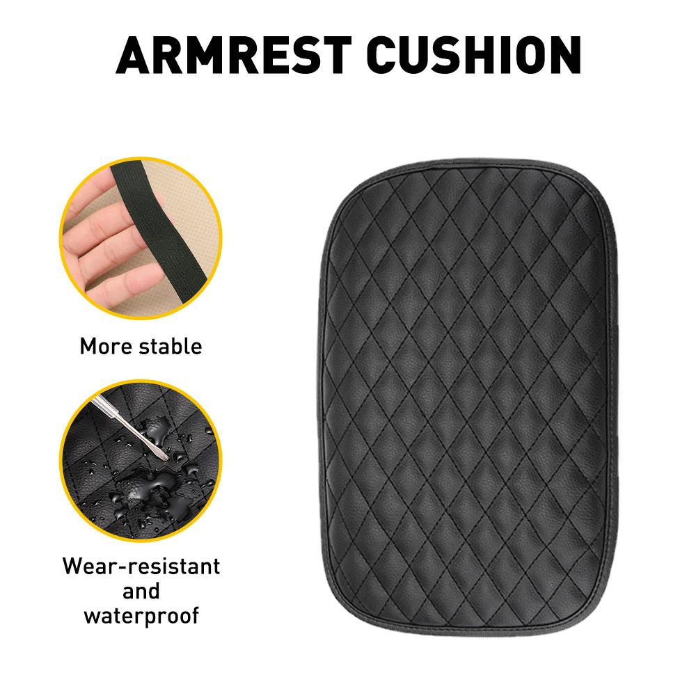 Car Armrest Box Pad Fiber Leather Embossed Double-line Non-slip Central Armrest Protect Cover Universal Auto Styling Accessories