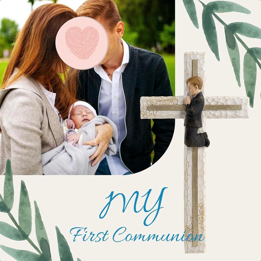 

Grace4Joy Настенный крест для крещения, расписанный вручную, подарки с ангелом-хранителем, 10 дюймов, для мальчиков, первое причастие, настенный декор, католические подарки для United States