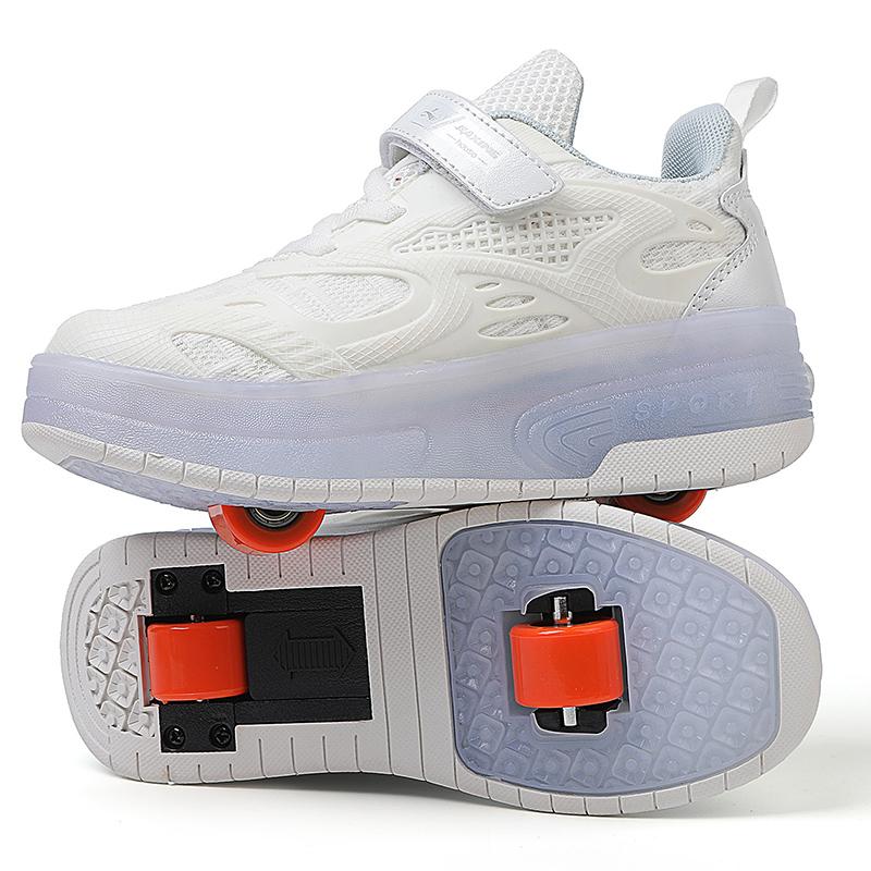 Boys Lights Sports Shoes Rubbing Shoes Charging /Disassembling Tow Wheels Slide Shoes LED Kids Glowing Sneakers