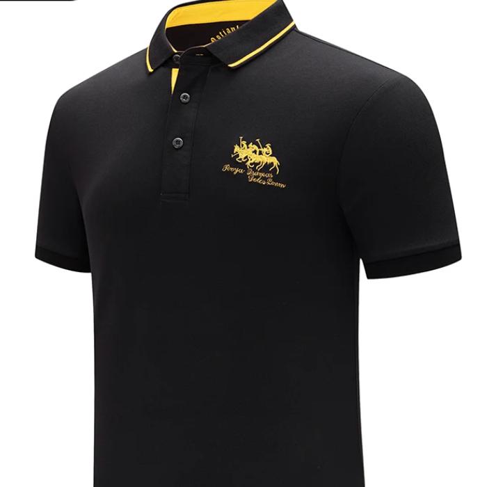 Tricou polo pentru bărbați, de vară, cu mânecă scurtă, brodat, lejer, cu dungi