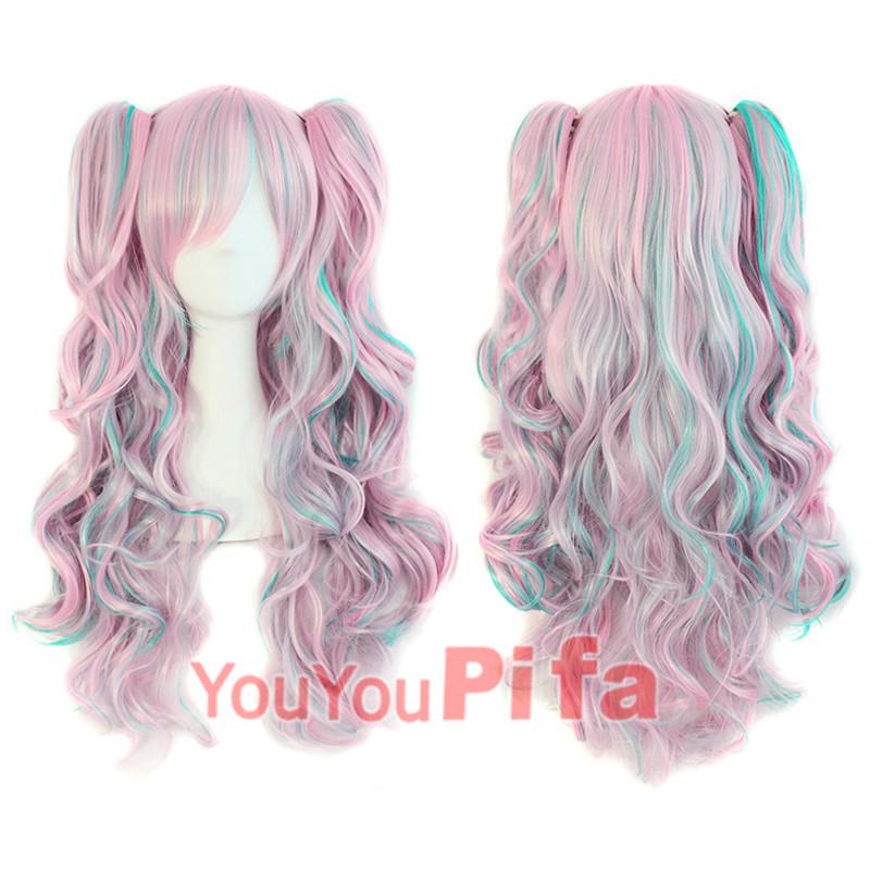 Lolita Double Ponytail Curly Cosplay Wig with Tiger Clip