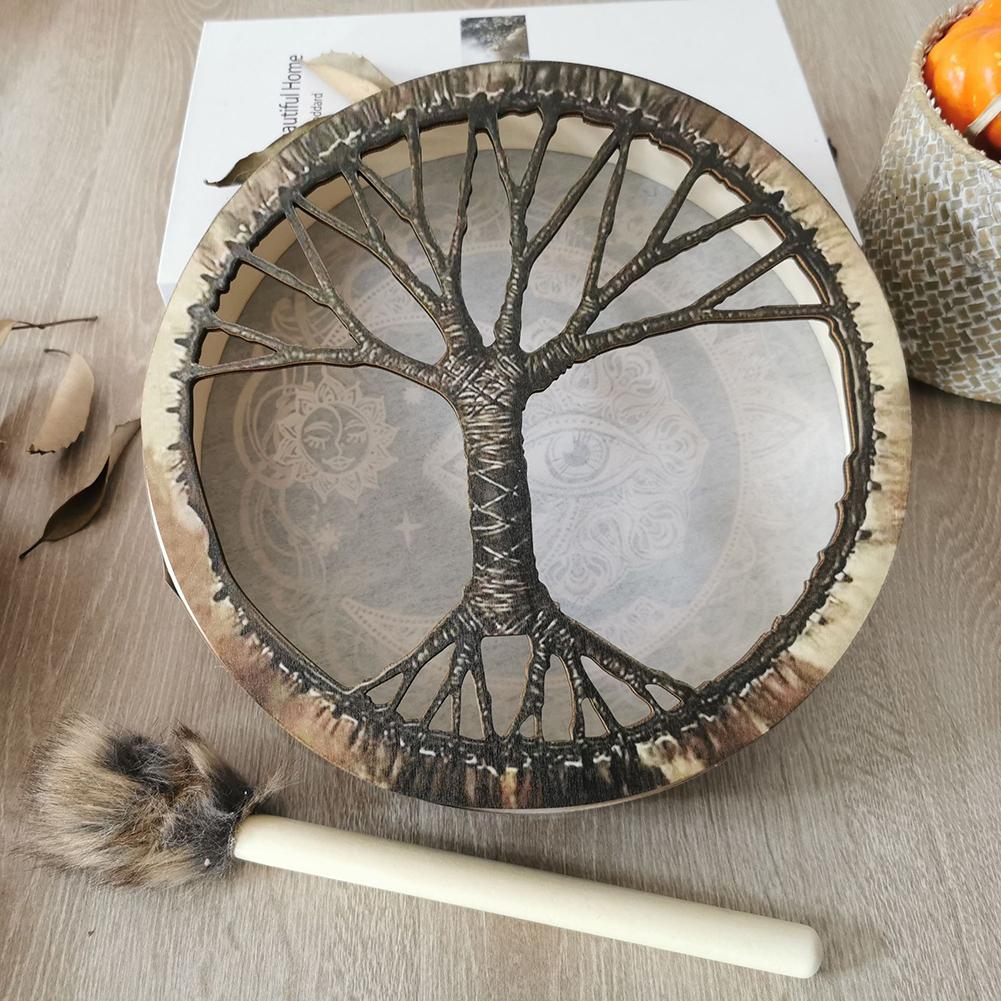 Vegan Shaman Drum Handmade Crafts Alchemical Moon Drum Desktop Ornament Sound Healing Tool for Spiritual Music Meditation