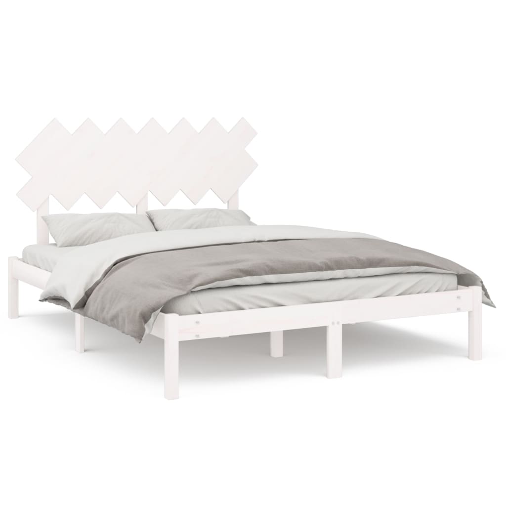 Solid Wood Bed White 140 X 200 Cm