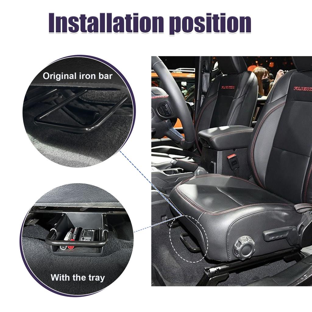 Främre förvaringsorganisatörsfack under sätet för Jeep Wrangler JL JLU 2018-2025 & Gladiator JT Truck Nedre förvaringsorganisatörsfack