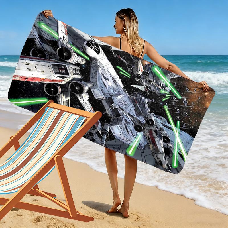 Millennium Falcon Print Beach Towel, Large Soft Quick Dry Towel for Beach Camping Swimming