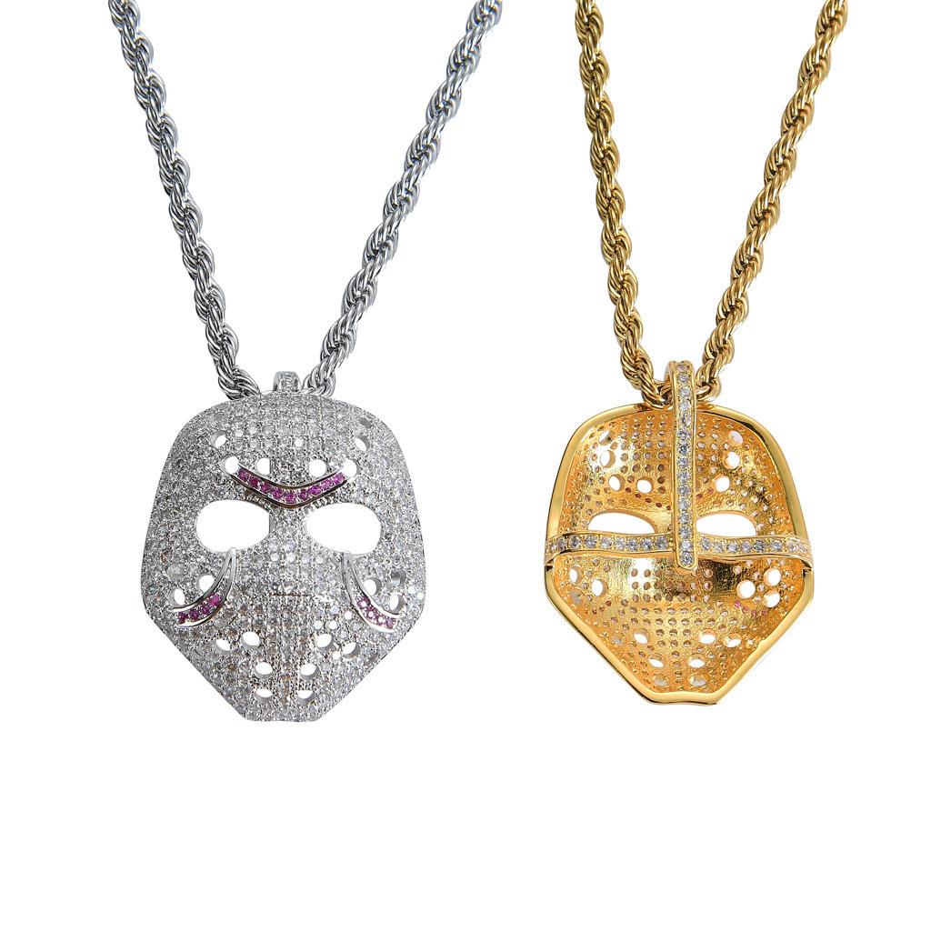 Pendentif Masque Rétro Personnalisé Pop-Up, Accessoire Tendance Européen et Américain, Micro-Incrusté de Zircon