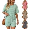 Summer 2025 Women's Striped Knit Casual Shorts and Top Suit