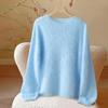 Women's Island Fine 100% Pure Cashmere Brushed Round Neck Loose Knit One-Piece Sweater for Babies