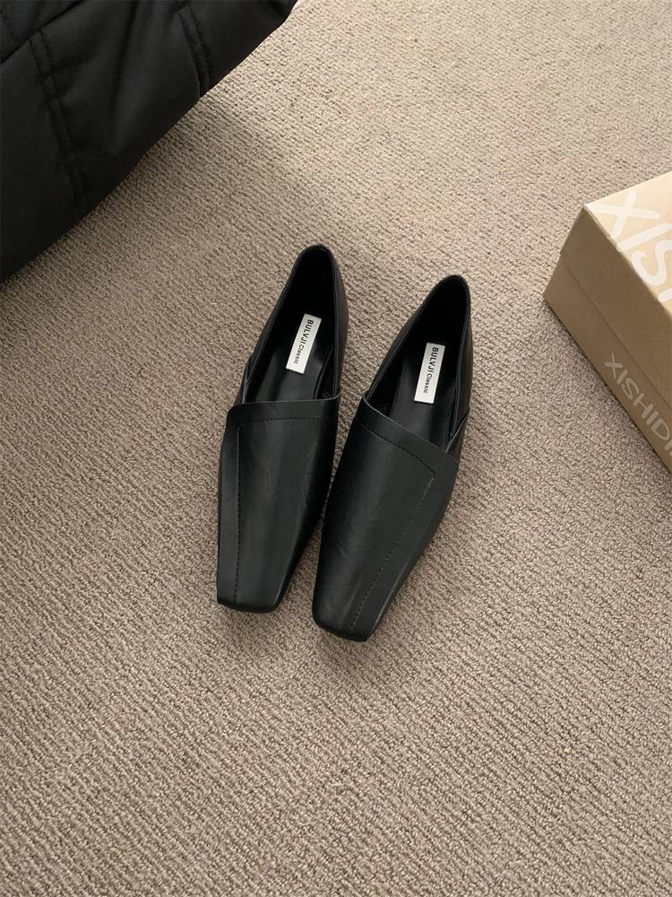 

Женские персонализированные туфли-одинарки Новые балетки с квадратным носком из замши для женщин для отдыха на открытом воздухе Кожаная поверхность Zapatillas De Mujer 40 чёрный