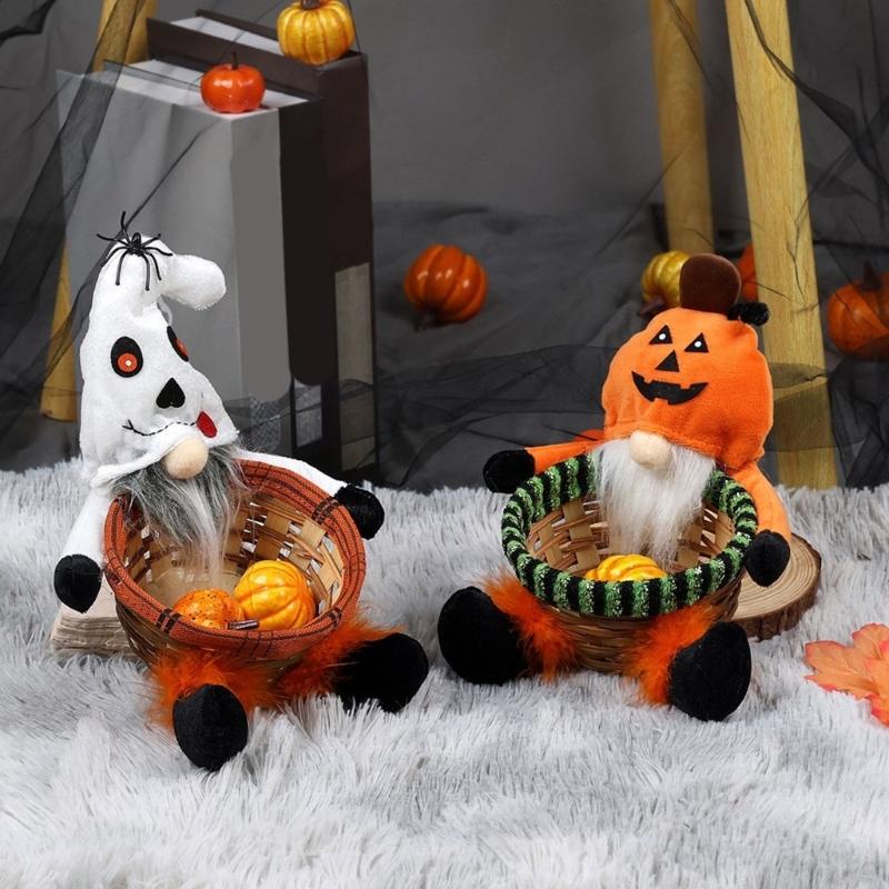 Multipurpose Round Bamboos Storage Basket for Halloween Mysterious Elegant Designs Pattern Portable for Party Supplies