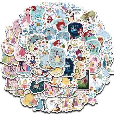60PCS Creative Mixed Disney Princess Stickers Aesthetic Classic Streetwear Y2K Fashion DIY Harajuku Material Streetwear Stickers
