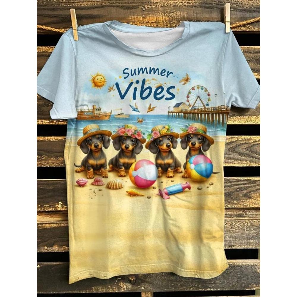 Easter Women's Funny Animal Prints Short Sleeve Tops 3D O-Neck Shirt Summer Casual