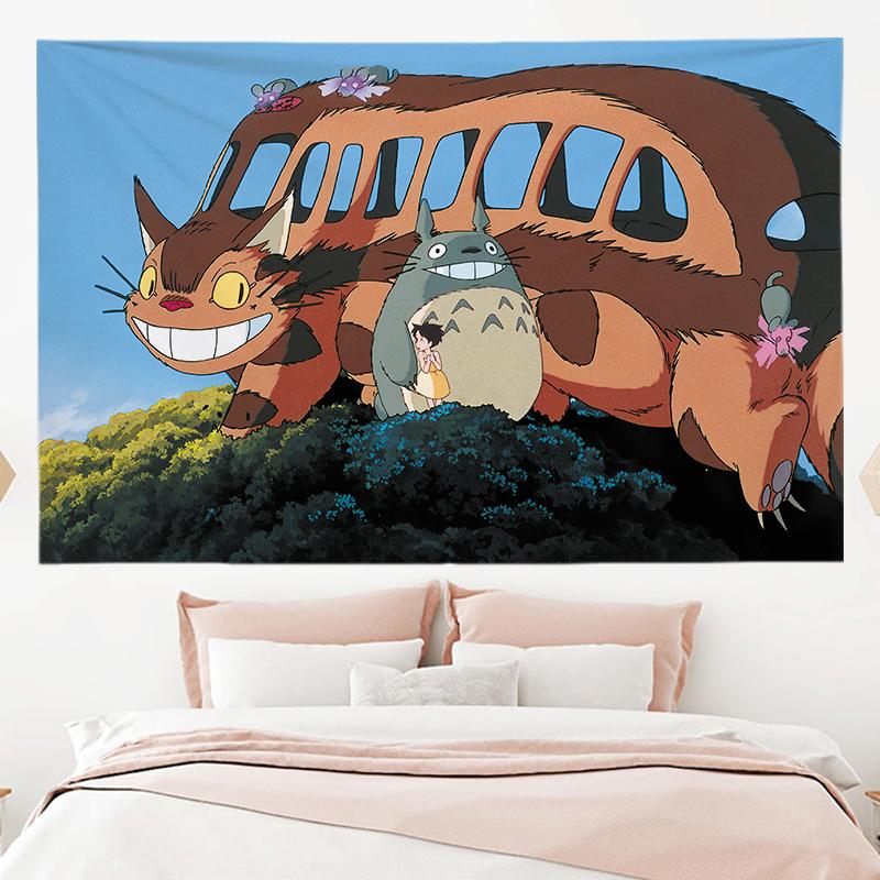 Hayao Miyazaki Totoro Background Cloth Ins Hanging Cloth Anime Hanging Paint Wall Bedhead Tapestry Room Dormitory Wall Cloth