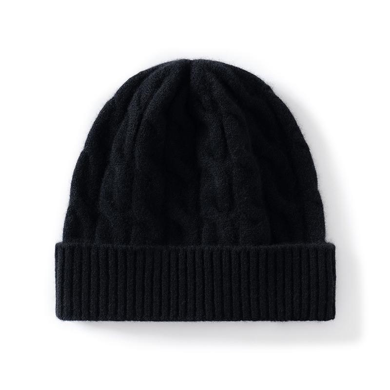 100% Pure Wool Women S Thick Coarse Twisted Flower Flanged Knitted Hat Men S Warm Windproof Ear Protection Yarn Pullover Hat