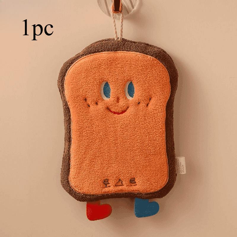 1/2/4pc Cute Cartoon Hanging Towel Kitchen Hand Towel Bathroom Soft Absorbent Handkerchief Wipe Towel Cartoon Kids Towels