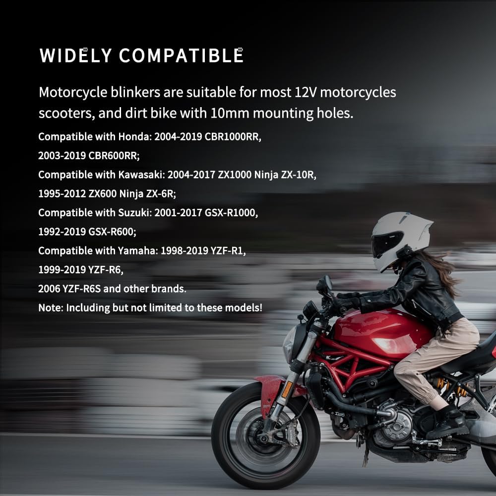 4PCS Motorcycle Turn Signals,12V 14LED Motorcycle Lights Turn Signal Assembly With Bright Amber Lamp,Universal Front/Rear Motorcycle LED Lights