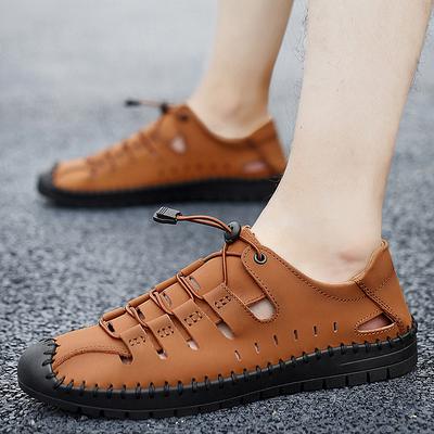 Sandalias de hombre, zapatos informales de senderismo con punta anticolisión para caminar al aire libre, zapatillas de cuero para senderismo para hombre, zapatos para vadear en la playa 38-48