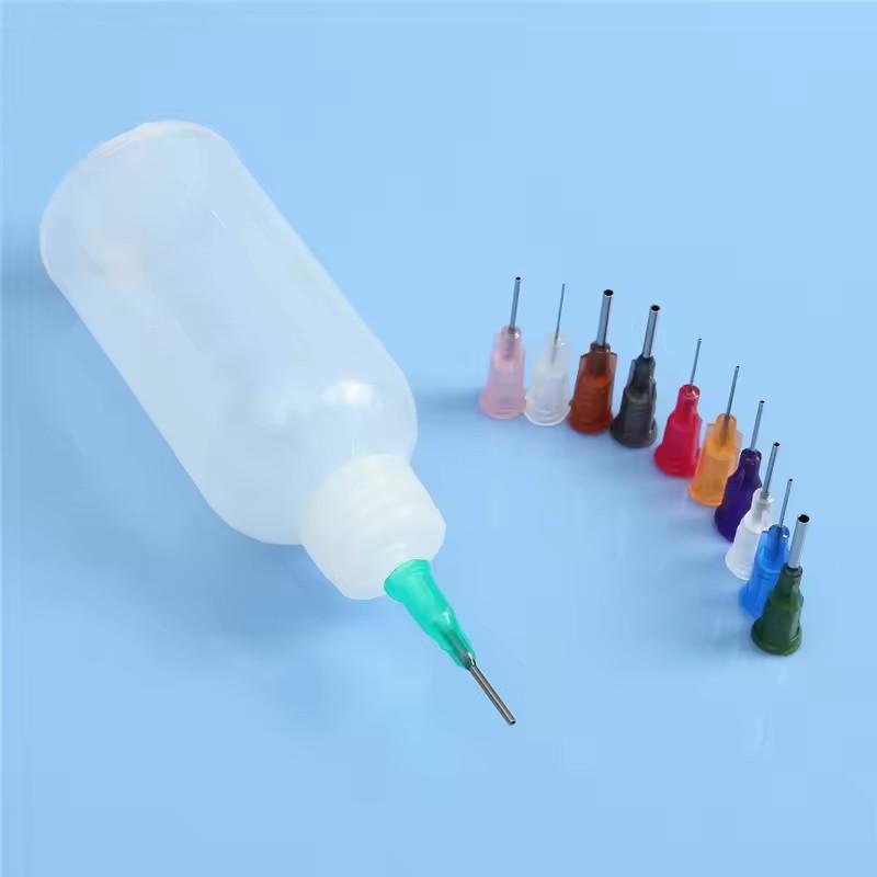 5Pcs 50ml Needles Transparent Glue Bottle Polyethylene Needle Dispenser Dispensing Bottle for Rosin Solder Flux Paste