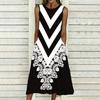 Women Oversized Sleeveless Crew Neck Dress Soft Watercolor Floral Loose Mid Calf Gown