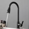 YIXI Gunmetal Gray Stainless Steel Pull-Out Kitchen Faucet